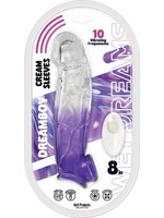 HOTT PRODUCTS Wet Dreams Dreamboy Cream Sleeves Rechargeable Silicone Vibrating Penis Sleeve 8in - Purple/Clear