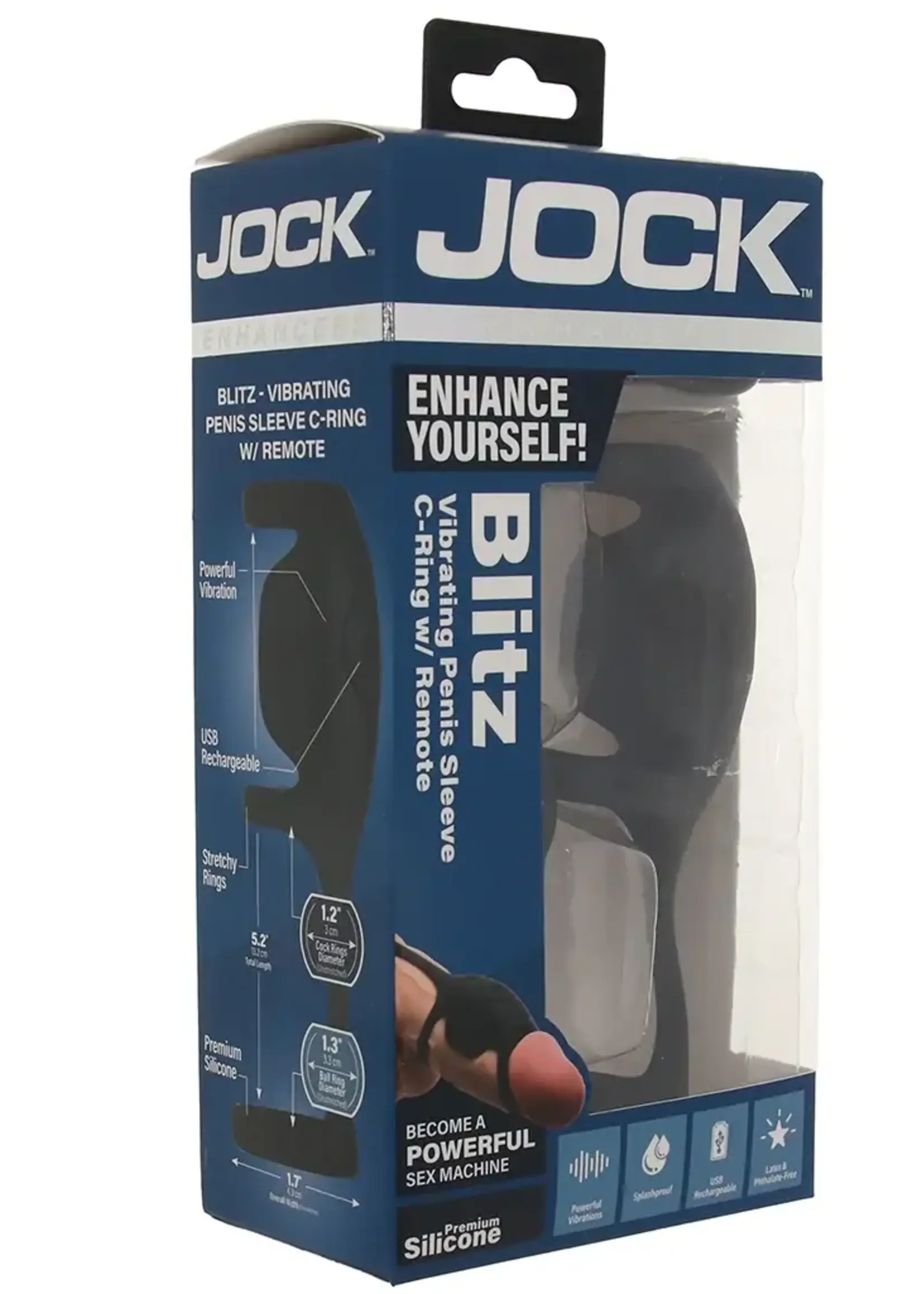 Curve Toys Jock Enhancers Blitz Vibrating Penis Sleeve C-Ring W/ Remote