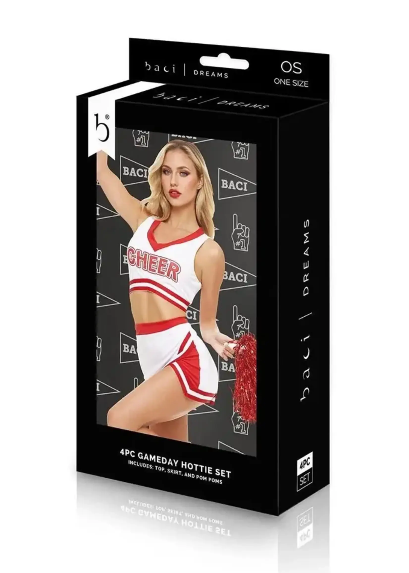 Baci Gameday Hottie 4-pc Set - White/Red O/S