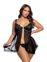 Roma Costumes Roma Lingerie Sheer Lace Babydoll - Black - 1x/2x