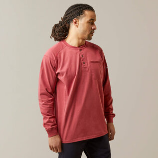 ARIAT® ARIAT T-SHIRT - AIR HENLEY Brick Red L