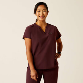ARIAT® Ariat Women Eliza Two Pocket Fashion Scrub Top  WineTasting XL