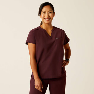ARIAT® Ariat Women Eliza Two Pocket Fashion Scrub Top WineTasting XXS