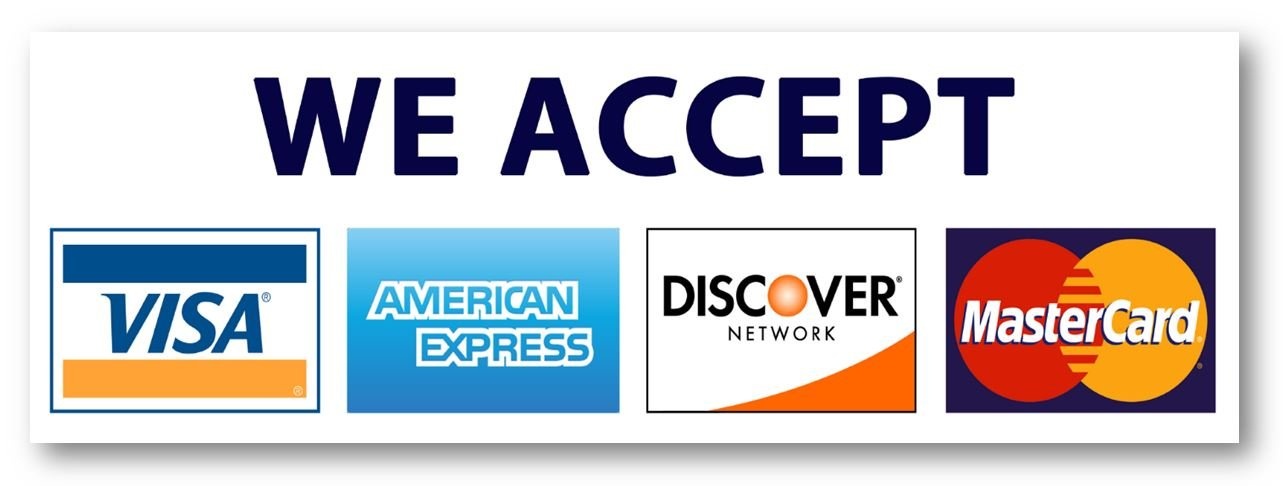 All Major Credit Cards and Debit Cards Accepted