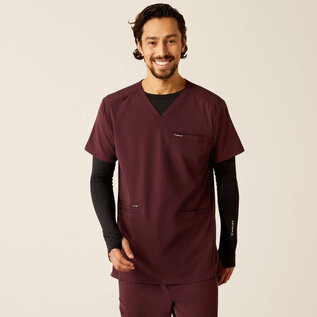 ARIAT® Ariat Men Derham 6 Pocket Scrub Top WineTasting Medium