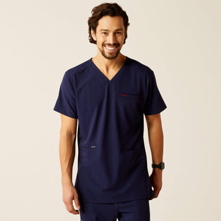ARIAT® Ariat Men Derham 6 Pocket Scrub Top Navy Small