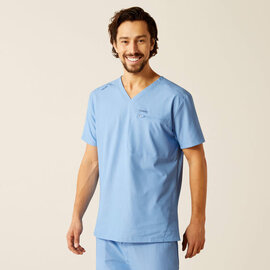 ARIAT® Ariat Men Whitman Scrub Top Light Blue Heather Small