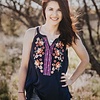 Navy fiesta Embroidered tank