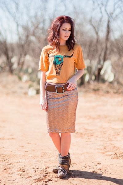 Sequin knee length skirt