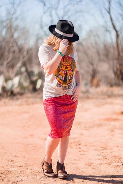 Sequin knee length skirt