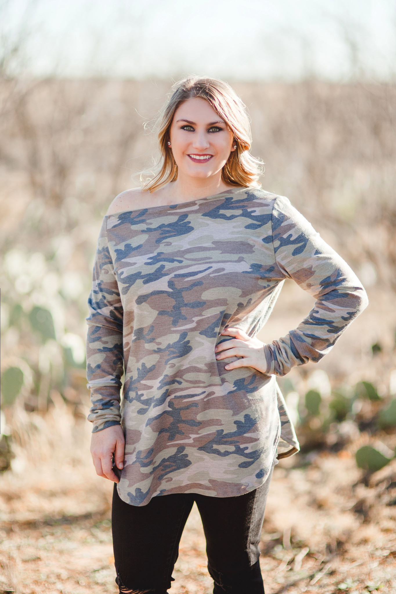 Camo Off the shoulder top