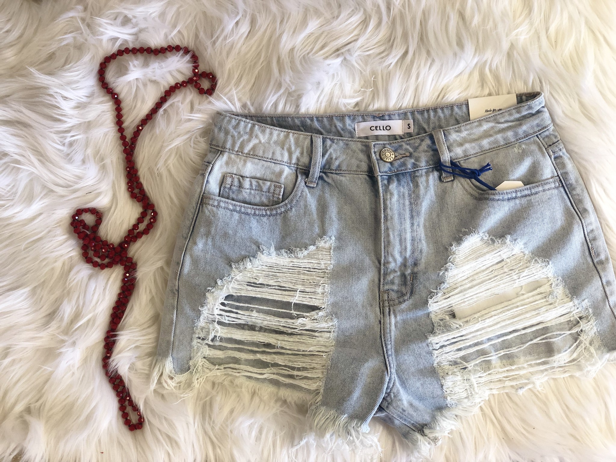 High Rise Wash out light Frayed shorts