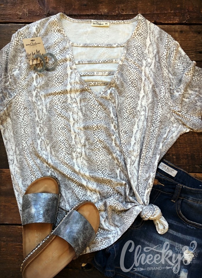 snake print cross top