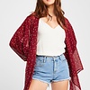 STAR PRINT TIE FRONT KIMONO-COVER UP