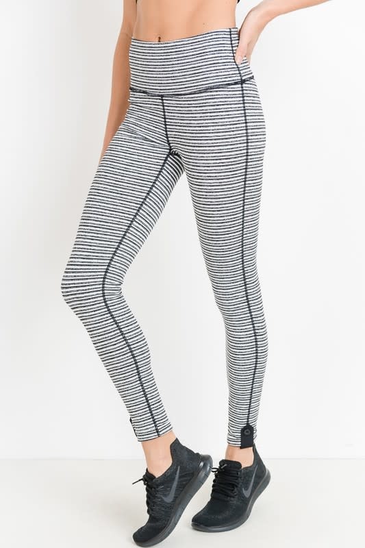 Mono B leggings- Black Stripe Print