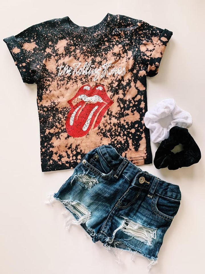 Littles Bleached out rolling stones tee