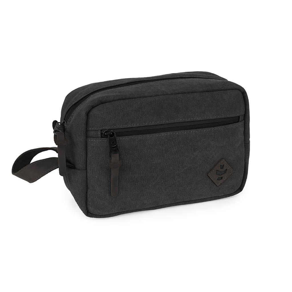 Revelry, The stowaway toiletry kit. smoke/black