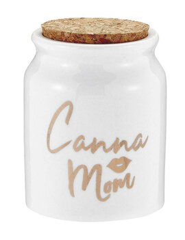 Canna Mom Ceramic Stash Jar White