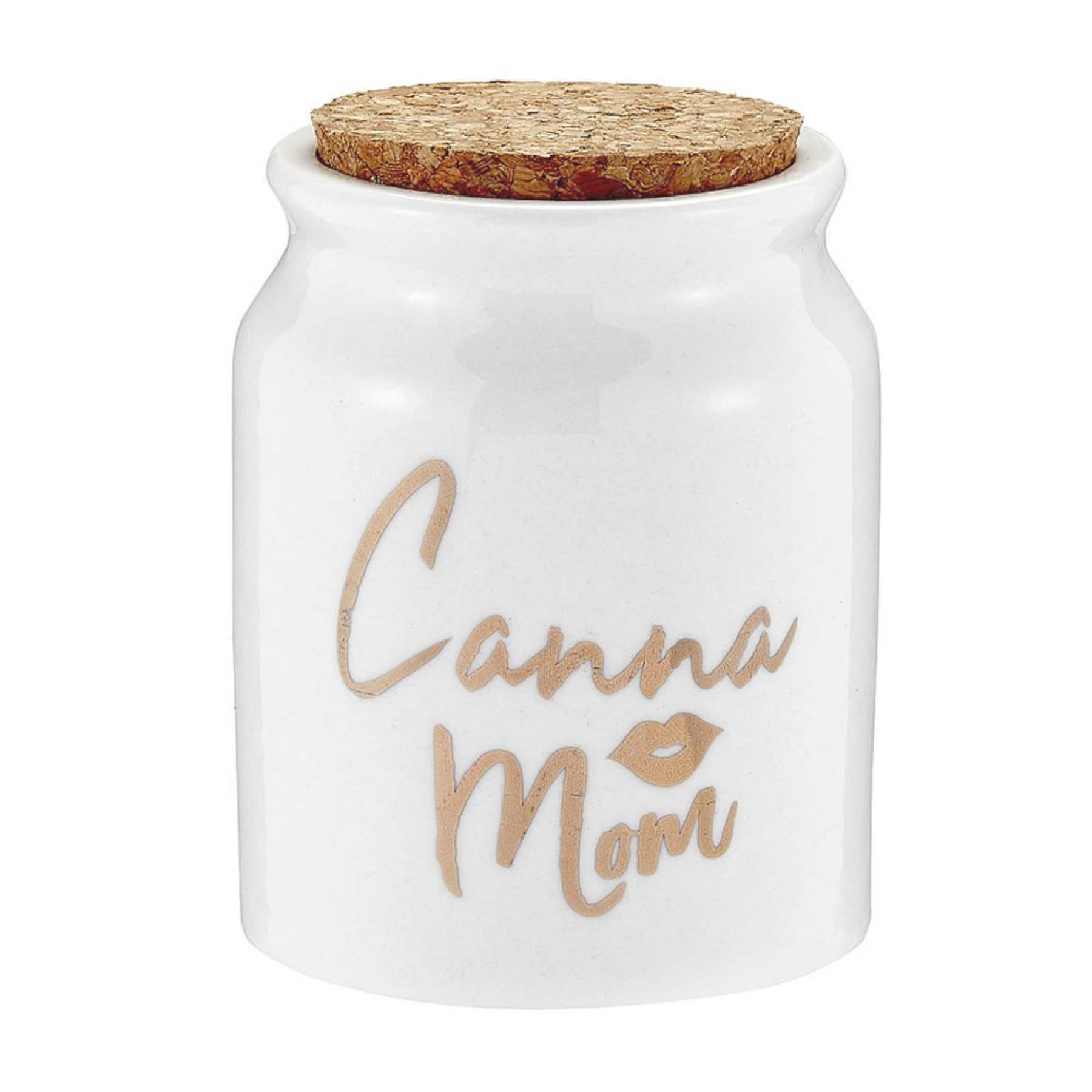 Canna Mom Ceramic Stash Jar White