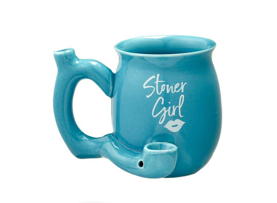 Ceramic Stoner Girl Mug Pipe - Blue