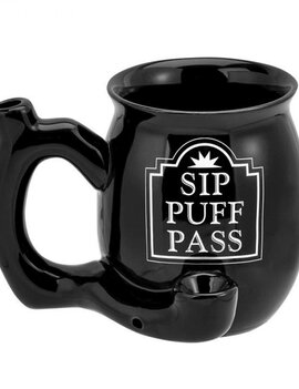 West Coast Gifts Ceramic Sip Puff Pass Mug Pipe - Black