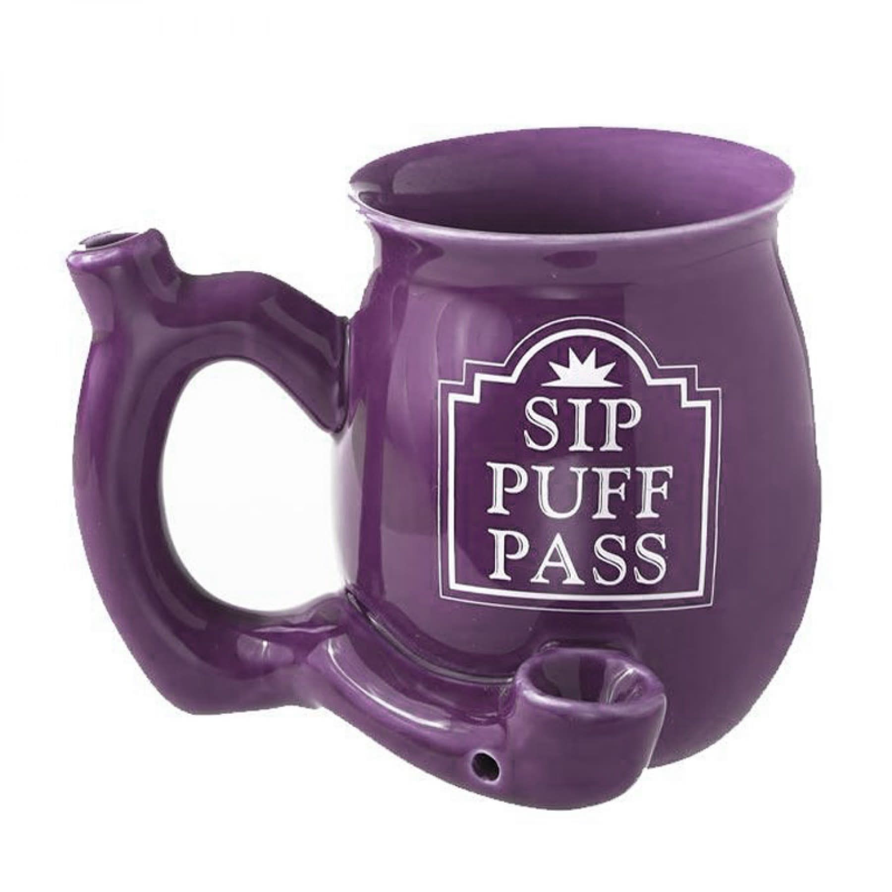 West Coast Gifts Ceramic Sip Puff Pass Mug Pipe - Purple