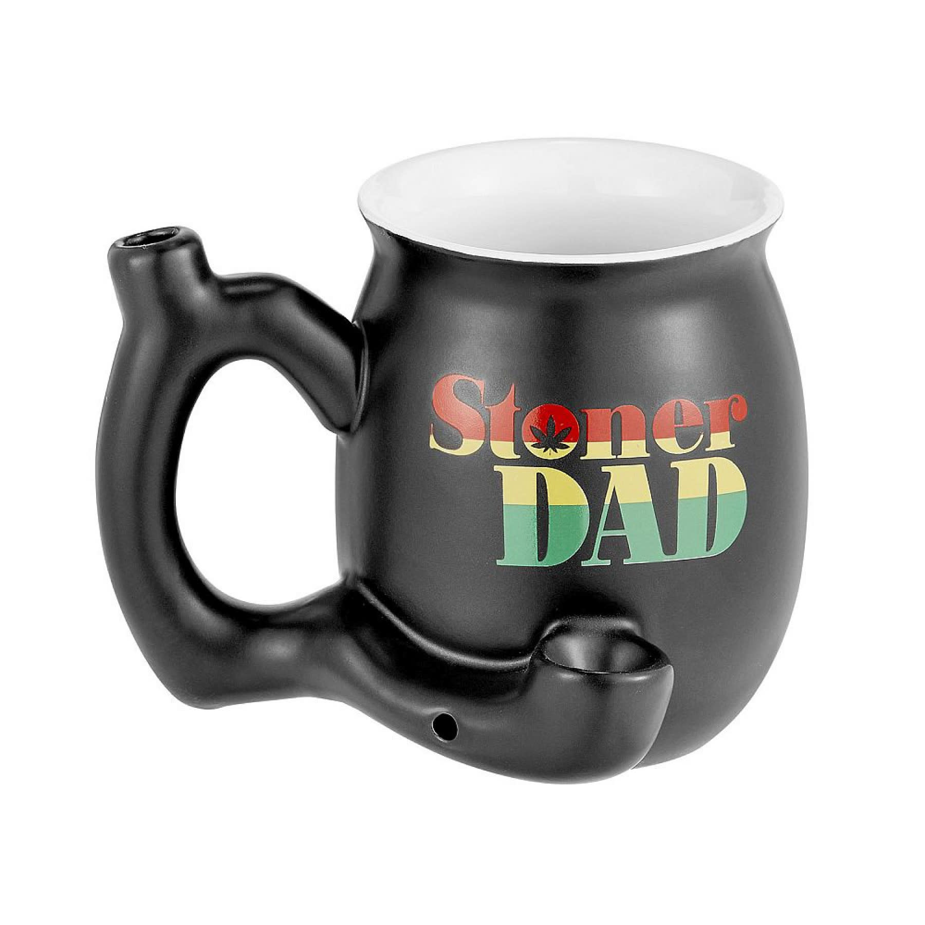 West Coast Gifts Ceramic Stoner Dad Mug Pipe - Black w/ Rasta Font