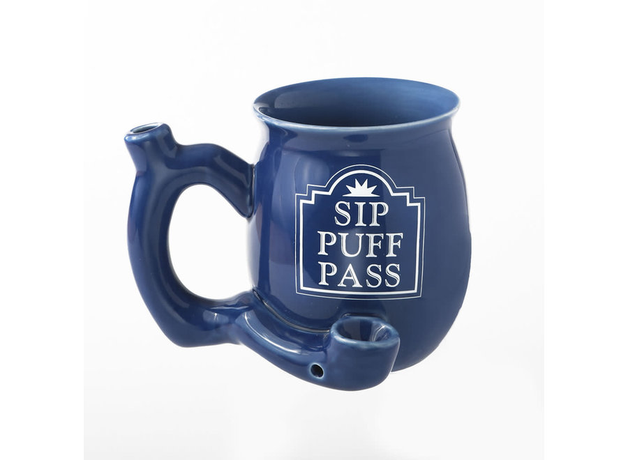 Ceramic Sip Puff Pass Pipe Mug - Blue