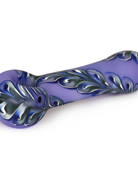 Red Eye Glass Red Eye Glass 4.5" Frosted Purple 1/2 Paisley Hand Pipe w/ Blue Accents