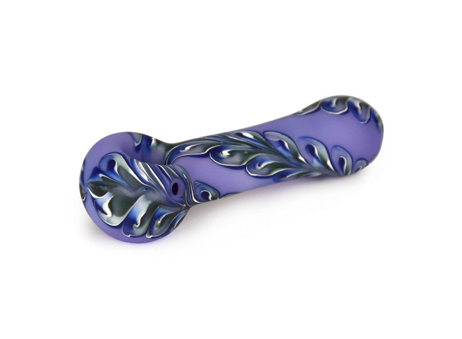 Red Eye Glass 4.5" Frosted Purple 1/2 Paisley Hand Pipe w/ Blue Accents