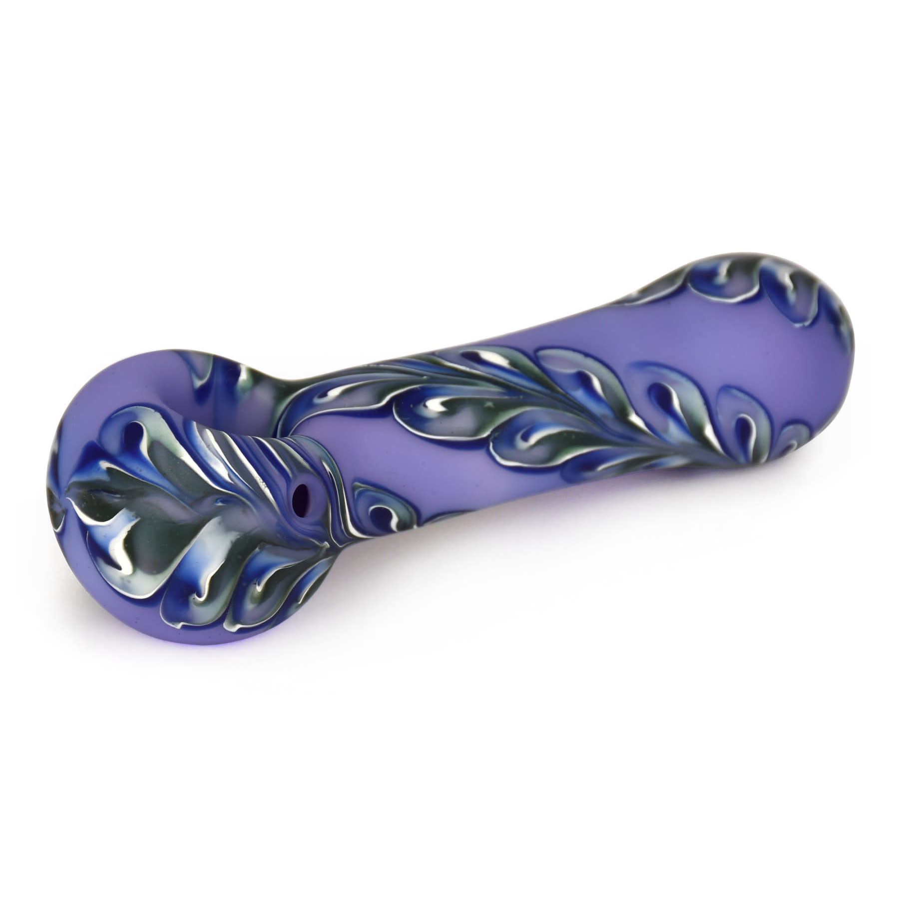 Red Eye Glass Red Eye Glass 4.5" Frosted Purple 1/2 Paisley Hand Pipe w/ Blue Accents