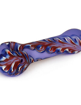 Red Eye Glass Red Eye Glass 4.5" Frosted Purple 1/2 Paisley Hand Pipe w/ Red Accents