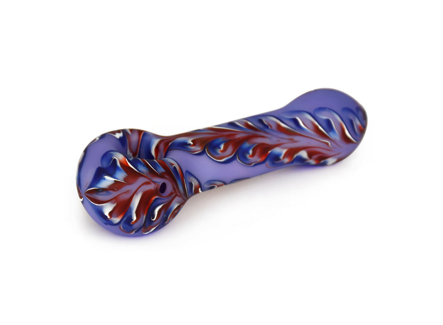 Red Eye Glass 4.5" Frosted Purple 1/2 Paisley Hand Pipe w/ Red Accents