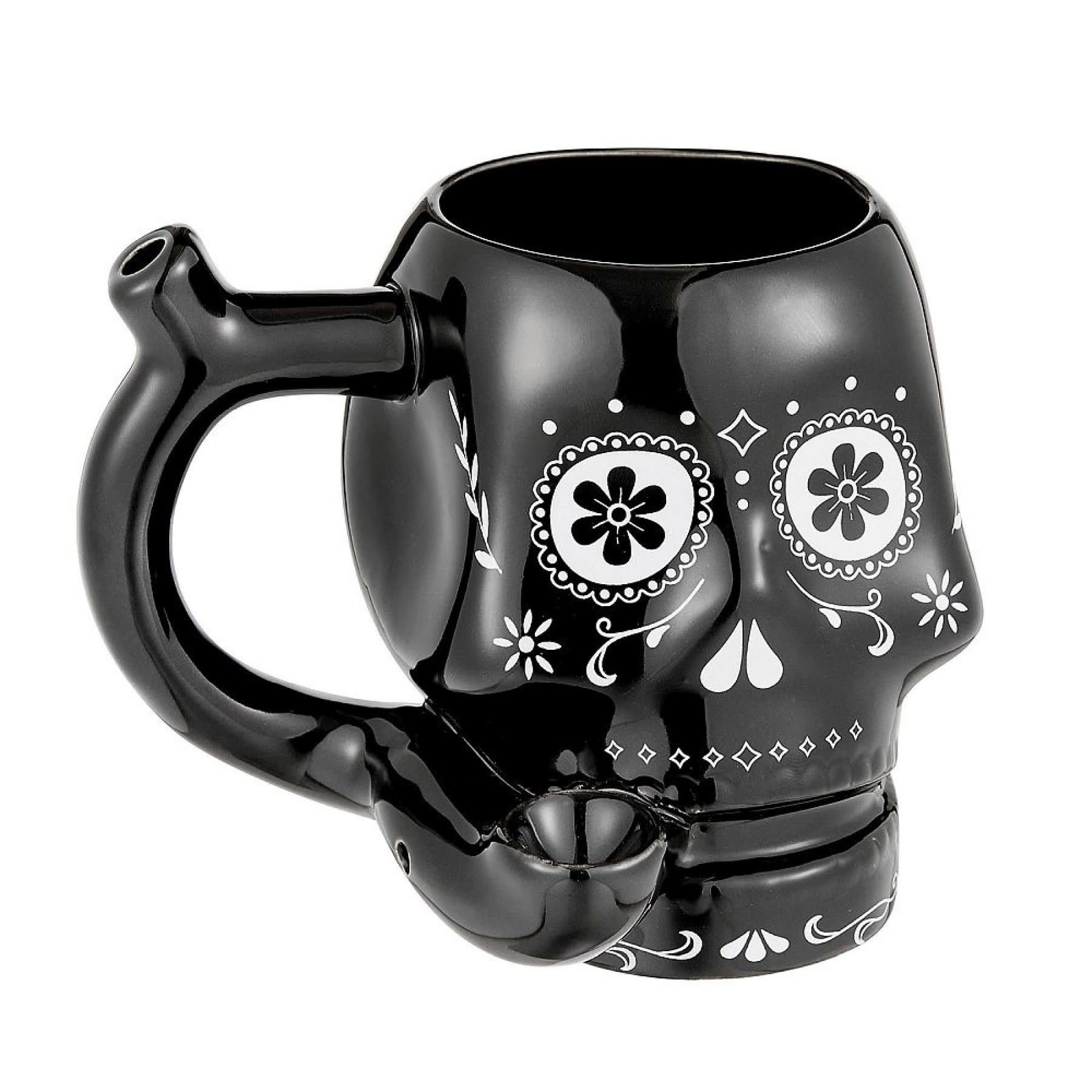 West Coast Gifts Ceramic Sugar Skull Mug Pipe - Black