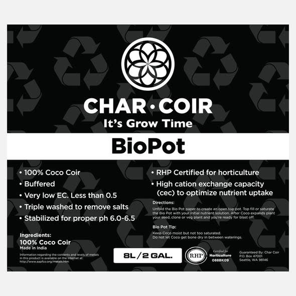 Char Coir Char Coir Bio Pot 2.1 Gallon (8L) Block