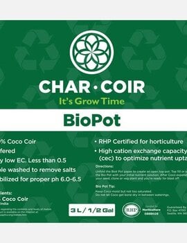 Char Coir Char Coir Bio Pot 1/2 Gallon (3L)