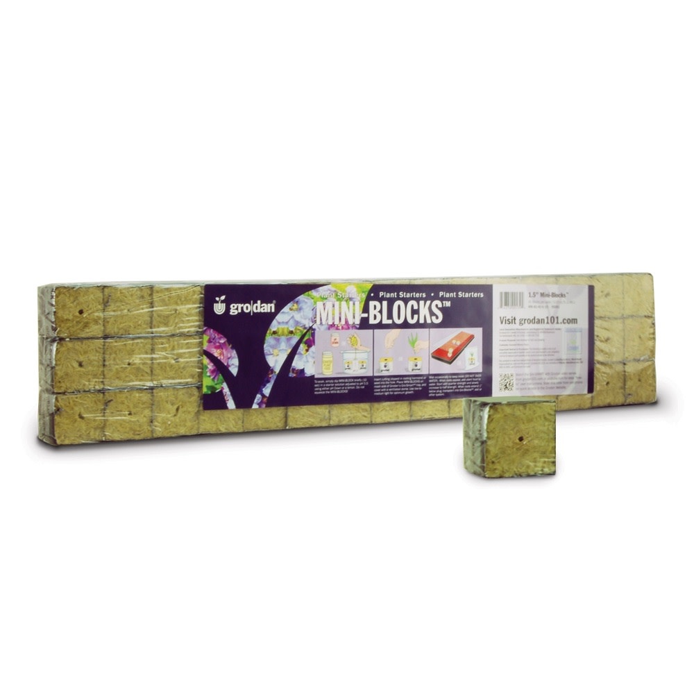 Grodan Grodan Rockwool Mini Blocks 1.5" x 1.5" x 1.5" - 45 per strip