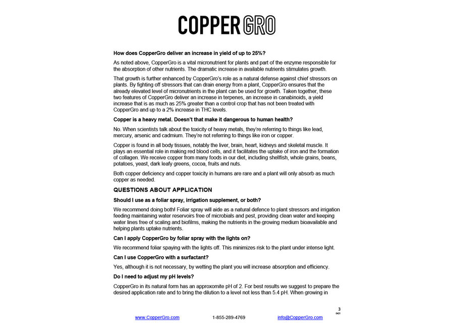 CopperGro Nutrient  1 L bottle