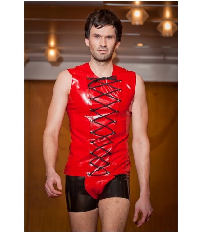 Latex Short with Front Panel Blk/Red