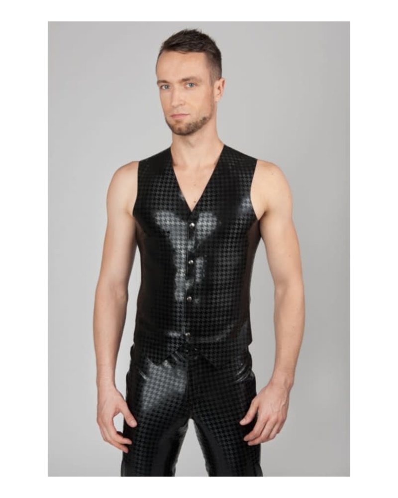 Peter Domenie Latex Vest with Houndstooth pattern