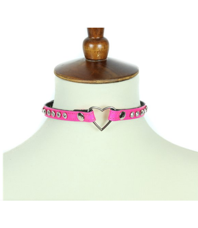 Heart rhinestone choker