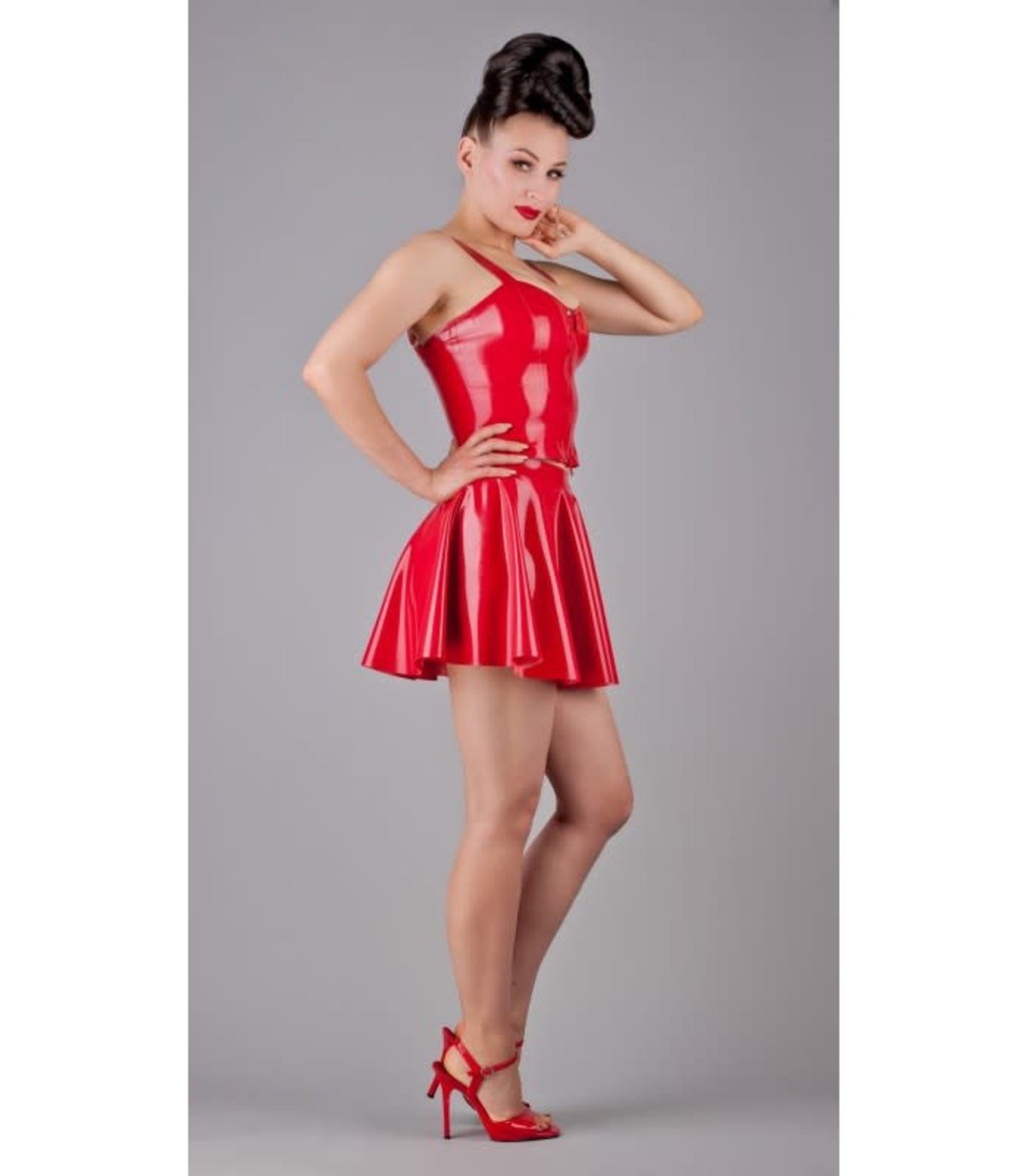smuk mord finansiel Red Flared Mini Latex Skirt by Peter Domenie | Bondesque | Bondesque