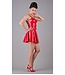 Red Mini Latex Flared Skirt