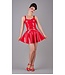 Red Mini Latex Flared Skirt