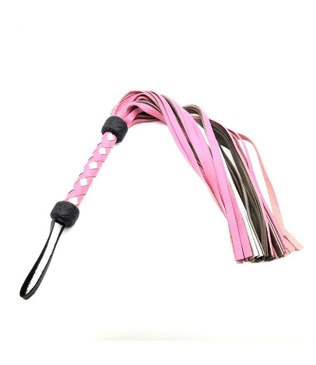 Cowhide  Flogger With Diamond Braid Handle.