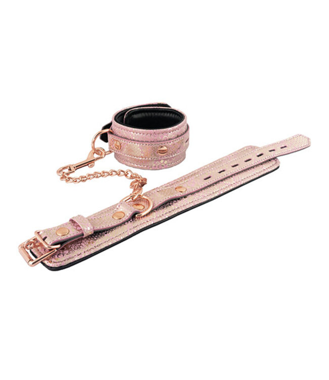 Ankle Restraints w/Leather Lining - Pink Snakeskin Micro Fiber