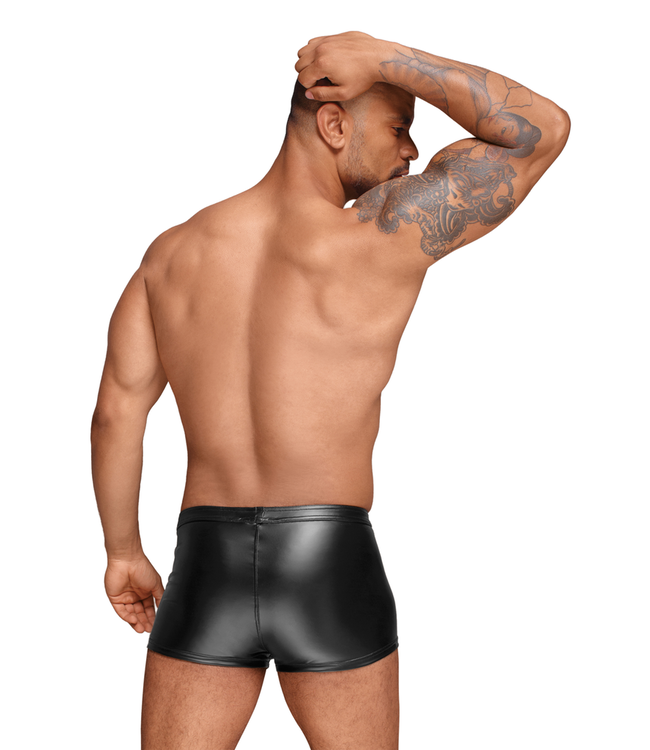 Shorts with PVC/zipper front