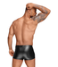 Shorts with PVC/zipper front