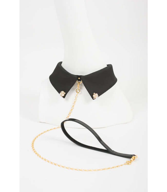 Noir Satin Collar & Leash | Luxury Kink