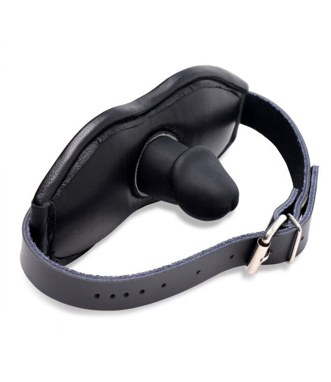 Leather Padded Silicone Penis Mouth Gag